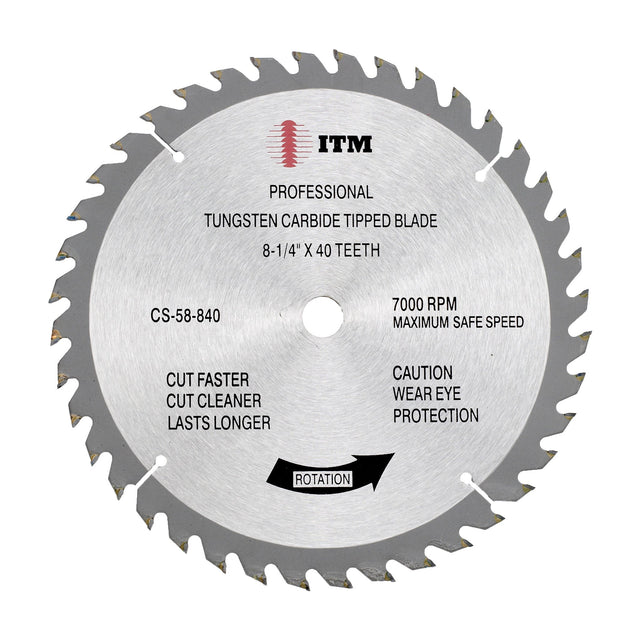 ITM 8-1/4" 40-tooth carbide tipped circular saw blade, part CS-58-840