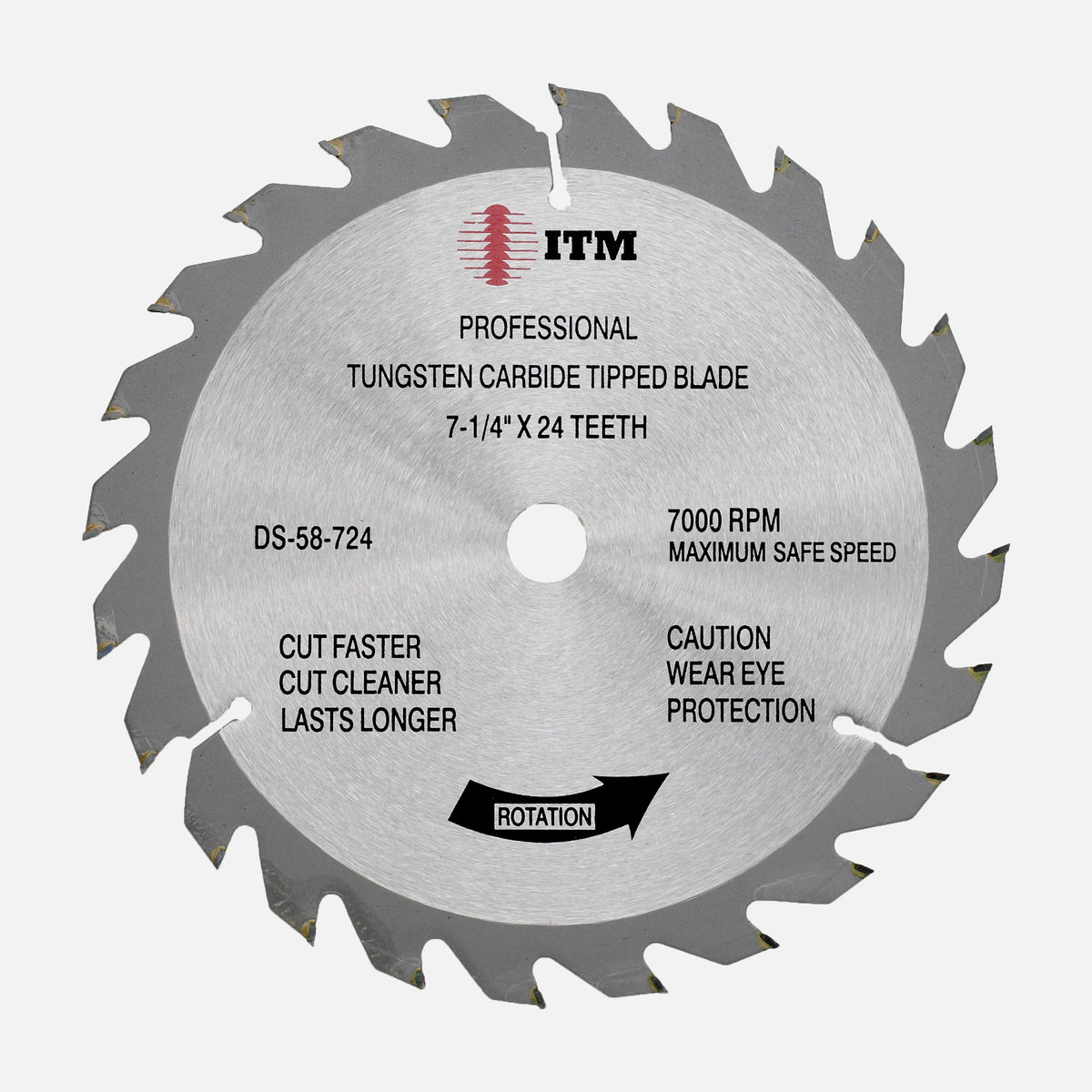 ITM 7-1/4" 24-tooth carbide tipped circular saw blade, part DS-58-724
