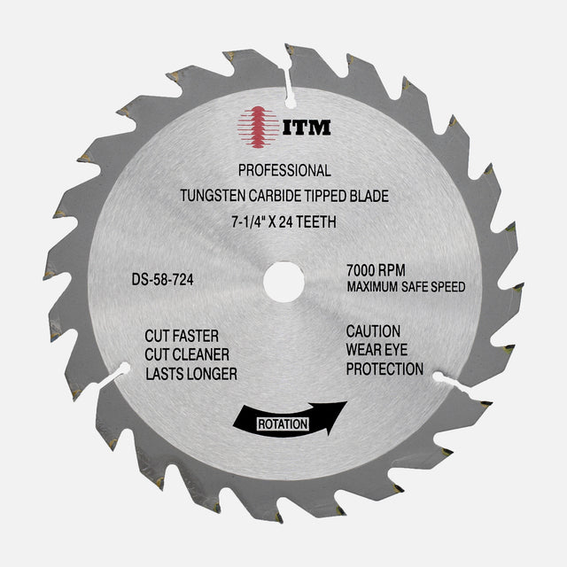 ITM 7-1/4" 24-tooth carbide tipped circular saw blade, part DS-58-724