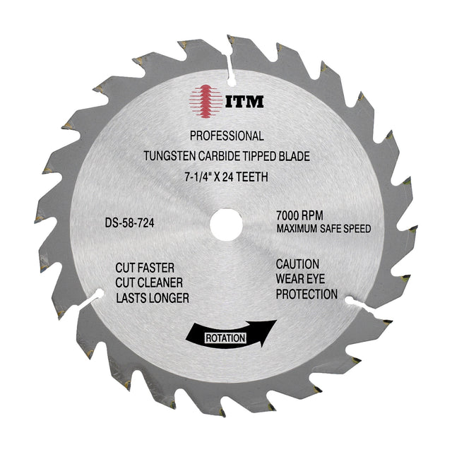 ITM 7-1/4" 24-tooth carbide tipped circular saw blade, part DS-58-724