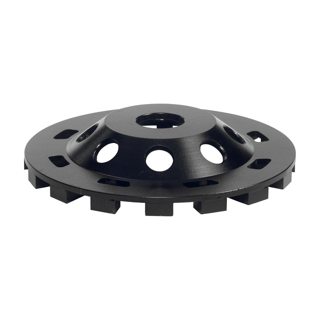 ITM GCW-70 7 inch diamond grinding cup wheel, 7/8 inch open hole, 18 segments; family photo, shown: 5-inch 16-segment open-hole wheel (GCW-50), back view