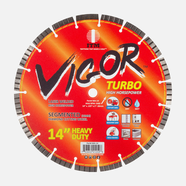 ITM Vigor Turbo 14 inch heavy duty segmented diamond cutting wheel, part KS-14