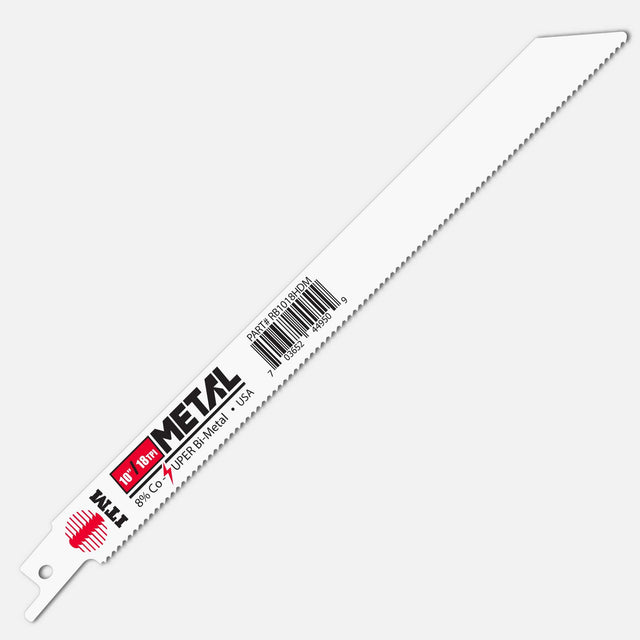 Durable metal-cutting recip saw blades 4–12 inch OAL, bi-metal with 8% cobalt teeth, USA made