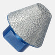 1” - 1-7/8” 5/8”-11 threaded vacuum-brazed diamond countersink, #45/50 diamond grit, engineered for smoothing rough hole edges in porcelain, ceramic tile, granite, and marble during wet or dry cutting