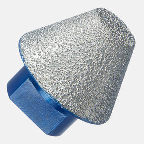1” - 1-7/8” 5/8”-11 threaded vacuum-brazed diamond countersink, #45/50 diamond grit, engineered for smoothing rough hole edges in porcelain, ceramic tile, granite, and marble during wet or dry cutting
