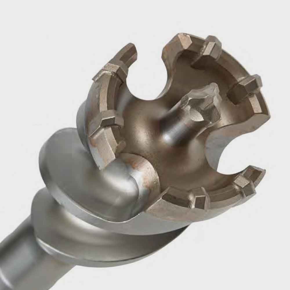High-speed SDS-MAX bore drill, tungsten carbide tip and low vibration for concrete and masonry