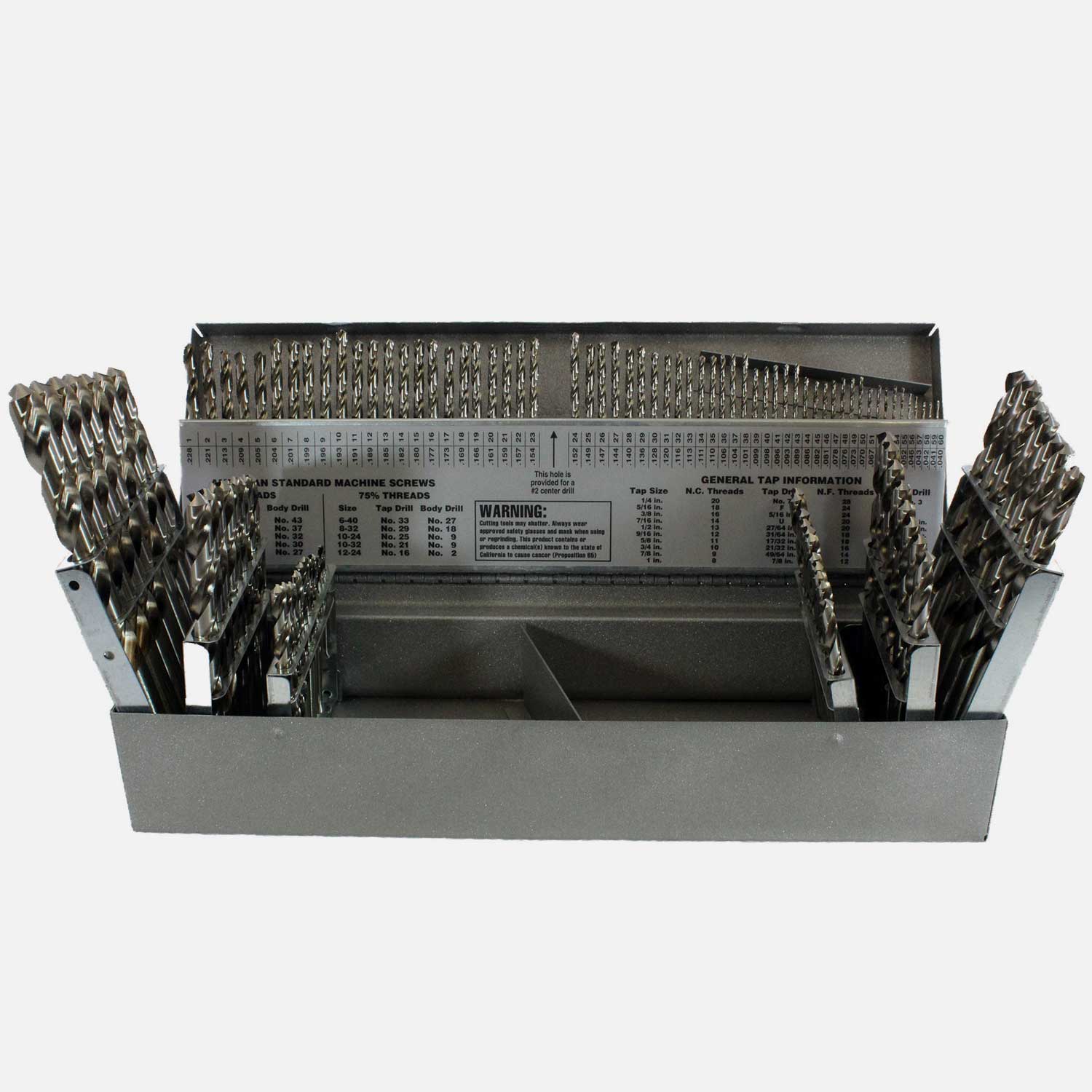115-Piece 118º  Bright HSS, 1/16 - 1/2 by 64ths, #1- #60, A-Z