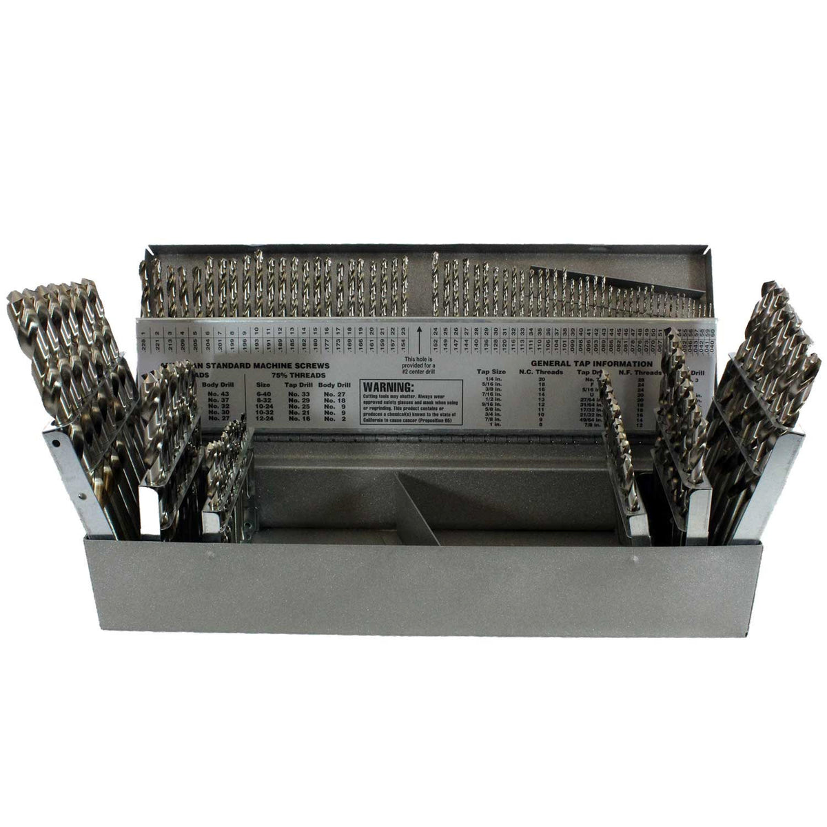 115-Piece 118º  Bright HSS, 1/16 - 1/2 by 64ths, #1- #60, A-Z