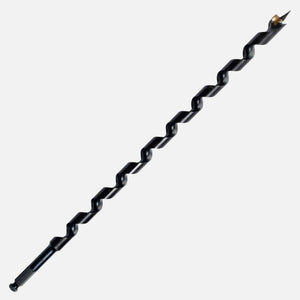 Power Pole auger wood drill, 7/16” hex shank, carbide tip, self-feeding screw point for railroad and timber poles