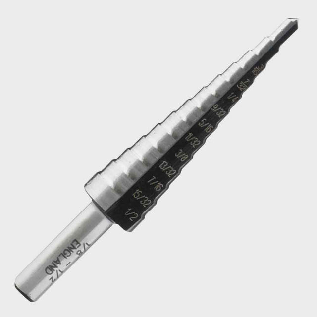 13-step drill bit, HEX non-slip shank, 2-fast spiral flutes, for steel, aluminum, copper, plastics
