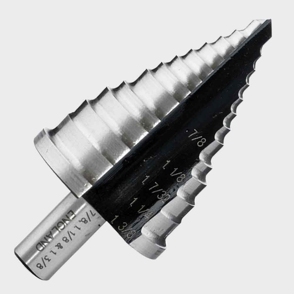 1-step drill bit, HEX non-slip shank, 2-fast spiral flutes, for steel, aluminum, copper, plastics