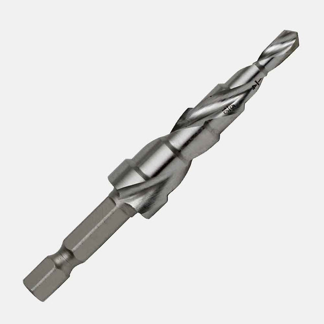 1/4” hex impact shank drill bit, M2 HSS, self-starting split point for plastics, copper, aluminum, steel
