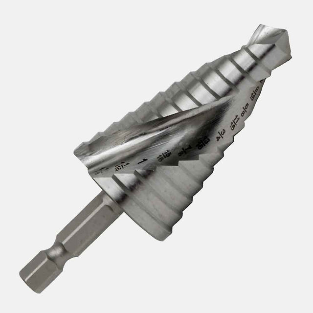 1/4” hex impact shank drill bit, M2 HSS, self-starting split point for plastics, copper, aluminum, steel
