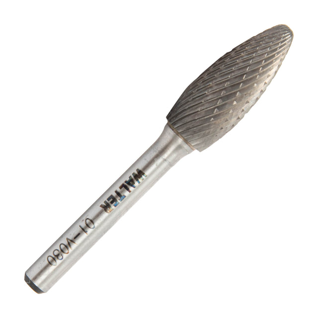 Walter 1/2 inch flame carbide burr, double cut, part 01V030