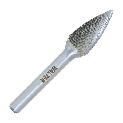 Walter 1/4 inch pointed tree carbide burr, double cut, part 01V044