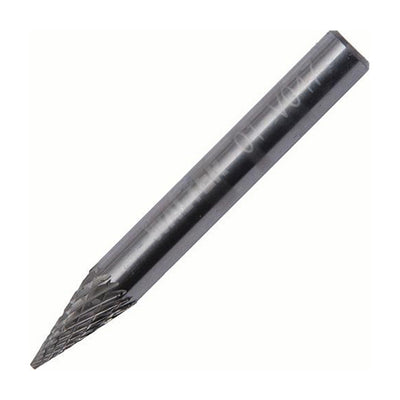 Walter 1/4 inch conical carbide burr, double cut, part 01V047