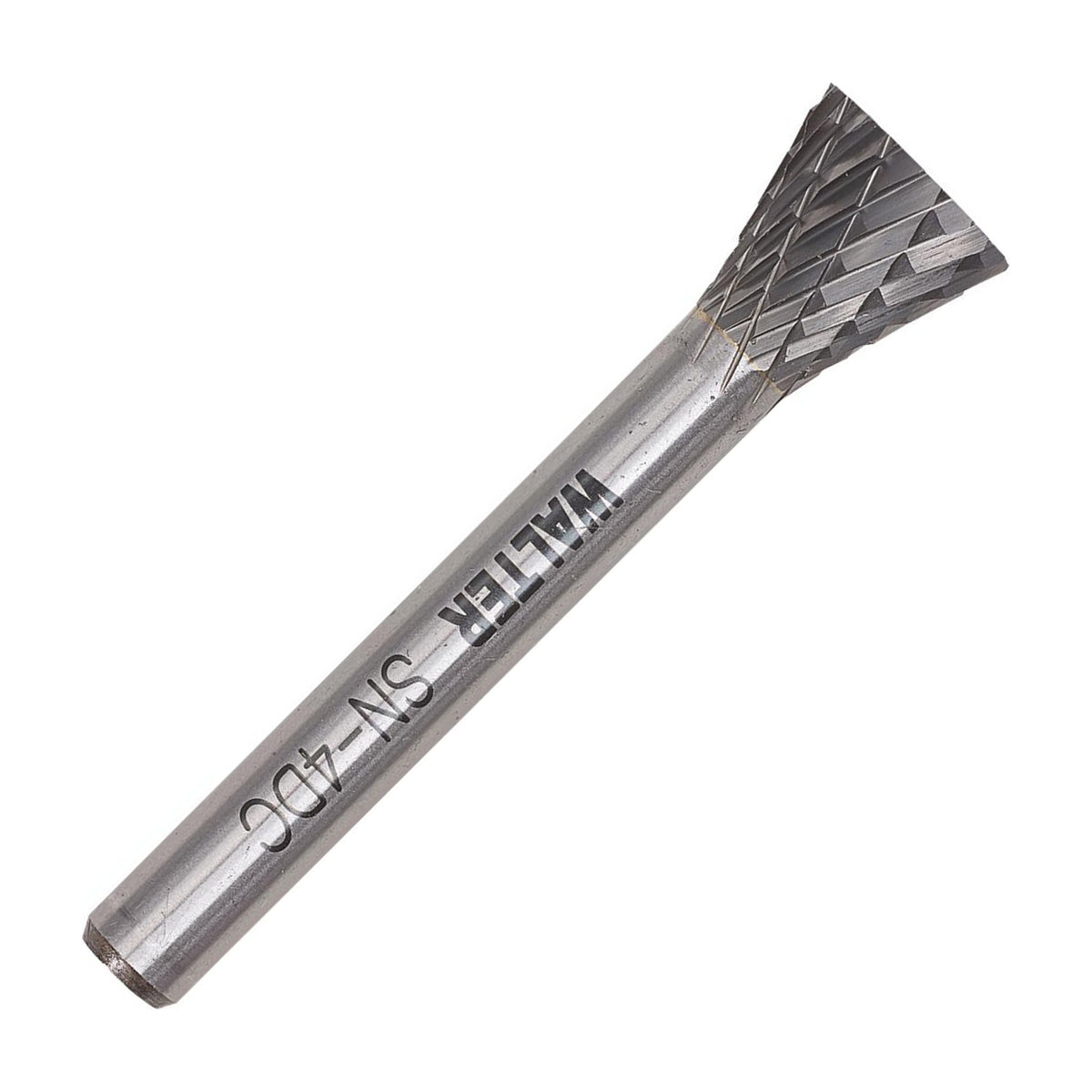 Walter 1/4 inch inverted cone carbide burr, double cut, part 01V072