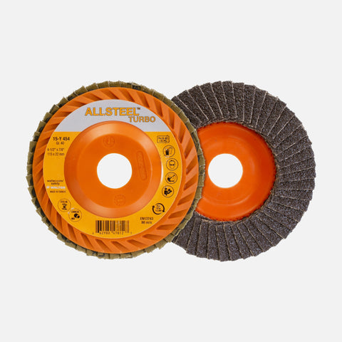 4-1/2" x 5/8"-11 ALLSTEEL TURBO Flap Disc, 60 Grit, Type 27S