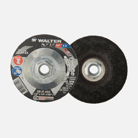 4-1/2" x 1/4" x 5/8"-11 HP XX Hubbed Grinding Wheel, Type 27S