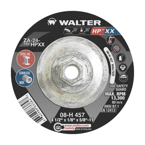4-1/2" x 1/8" x 5/8"-11 HP XX Hubbed Grinding Wheel, Type 27S