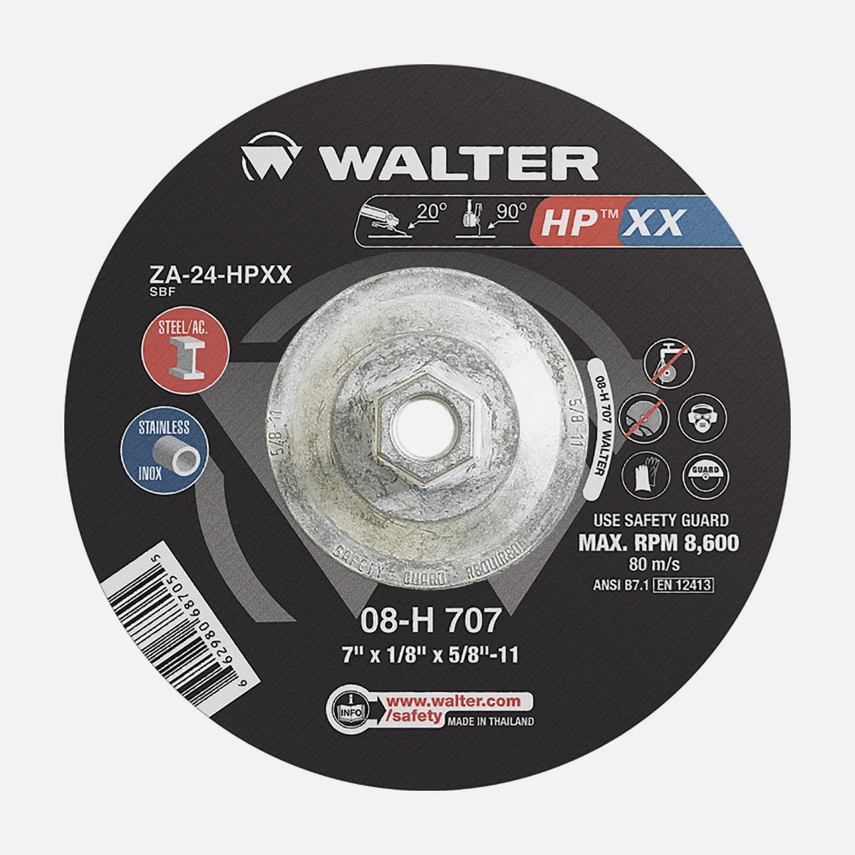 Walter HP XX 7 inch grinding wheel, part 08H707