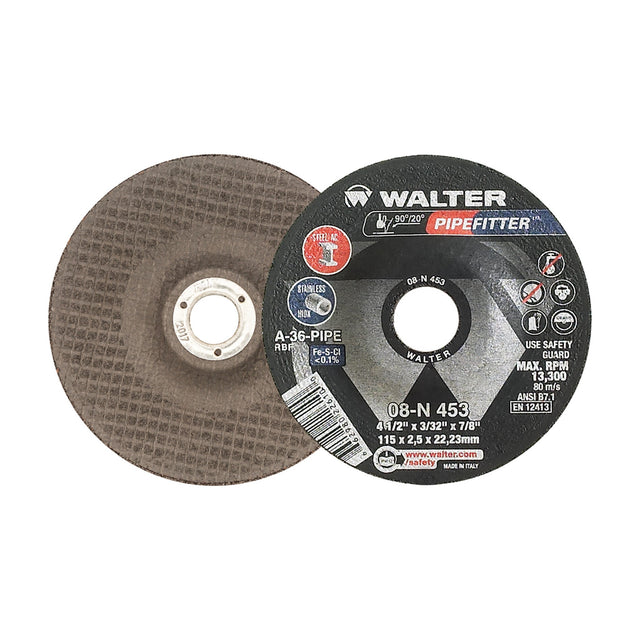 Walter 4-1/2 inch x 3/32 inch x 7/8 inch PIPEFITTER Grinding Wheel, Type 27, part 08N453