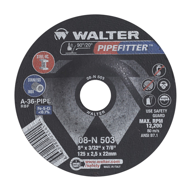 Walter 5 inch x 3/32 inch x 7/8 inch PIPEFITTER Grinding Wheel, Type 27, part 08N503