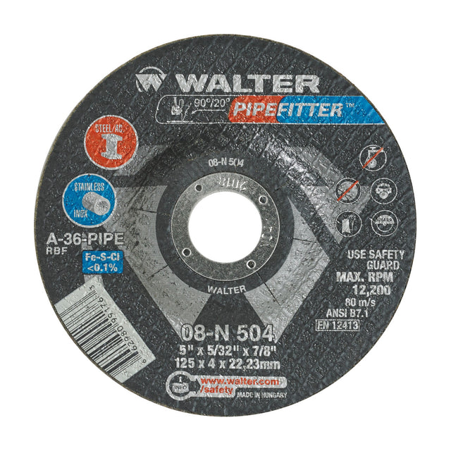 Walter 5 inch x 5/32 inch x 7/8 inch PIPEFITTER Grinding Wheel, Type 27, part 08N504