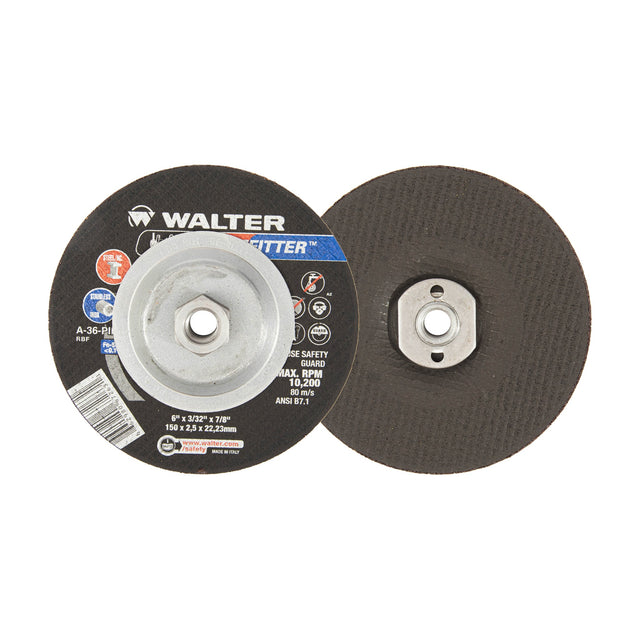 Walter 7 inch x 3/32 inch x 5/8 inch-11 PIPEFITTER Grinding Wheel, Type 27S, Metal Hub (shown: similar 08N608)