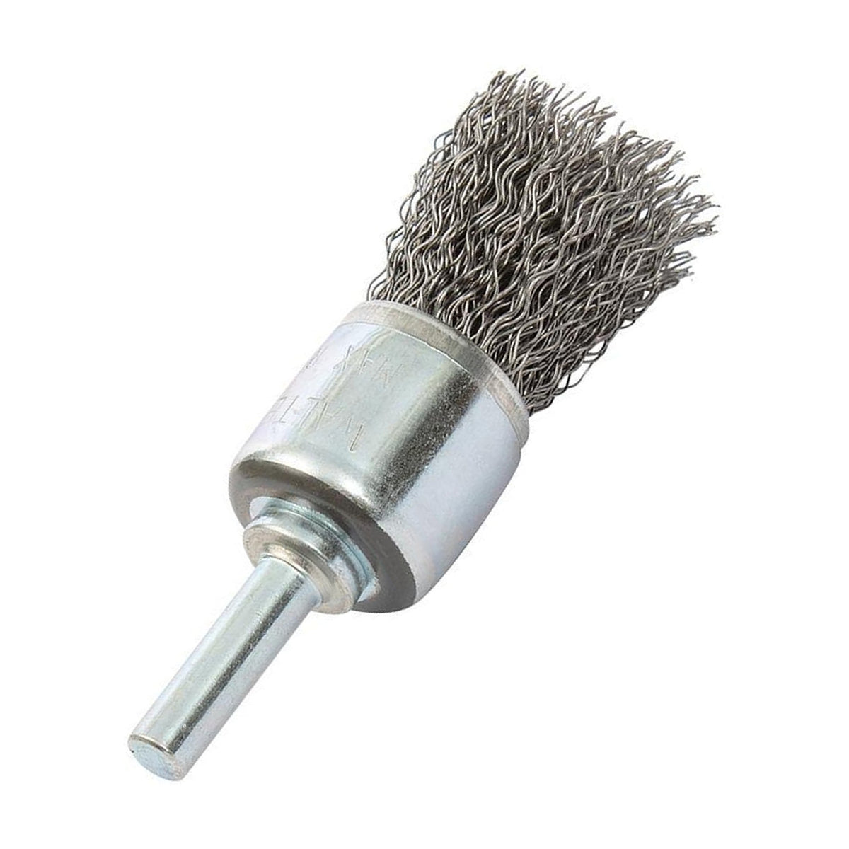 Walter 3/4 inch ALLSTEEL Crimped Wire Mounted End Brush, 1/4 inch Shank, .0118 inch Carbon Steel, part 09C008