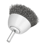 1-1/2" ALLSTEEL Crimped Wire Mounted Cup Brush, 1/4" Shank, .0118" Carbon Steel