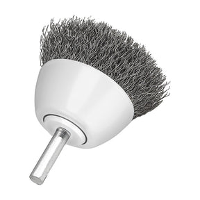 Walter 1-1/2 inch ALLSTEEL Crimped Wire Mounted Cup Brush, 1/4 inch Shank, .0118 inch Carbon Steel, part 09C015