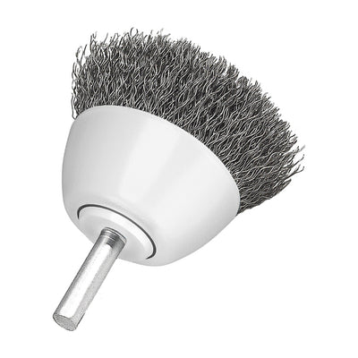 Walter 1-1/2 inch ALLSTEEL Crimped Wire Mounted Cup Brush, 1/4 inch Shank, .0118 inch Carbon Steel, part 09C015