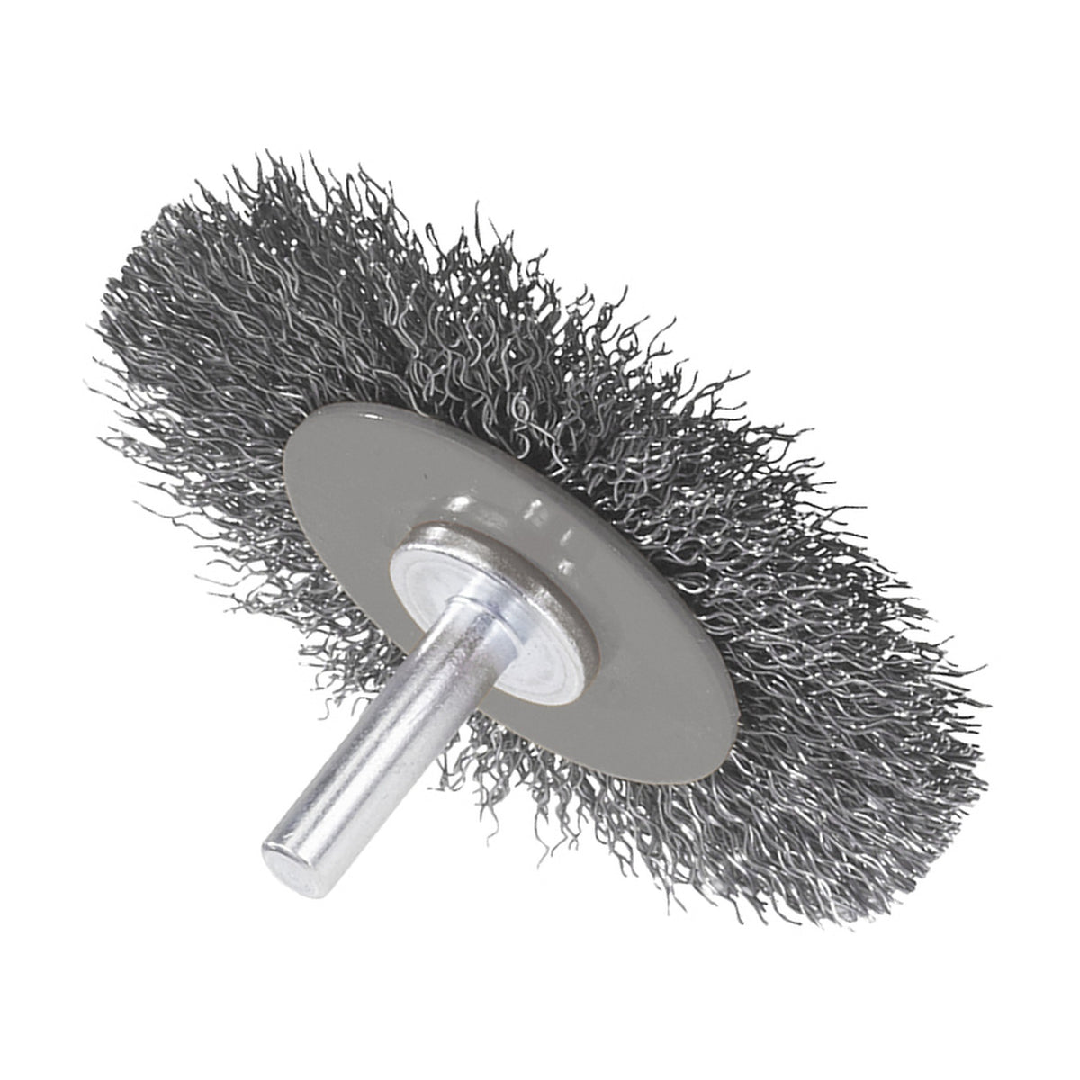 Walter 3 inch ALLSTEEL Crimped Wire Mounted Wheel Brush, 1/4 inch Shank, .0118 inch Carbon Steel, part 09C125
