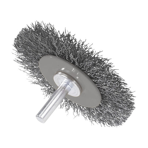 3" ALLSTEEL Crimped Wire Mounted Wheel Brush, 1/4" Shank, .0118" Carbon Steel