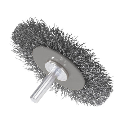 Walter 1-3/8 inch ALLSTEEL Crimped Wire Mounted Wheel Brush, 1/4 inch Shank, .008 inch Stainless Steel, part 09C160