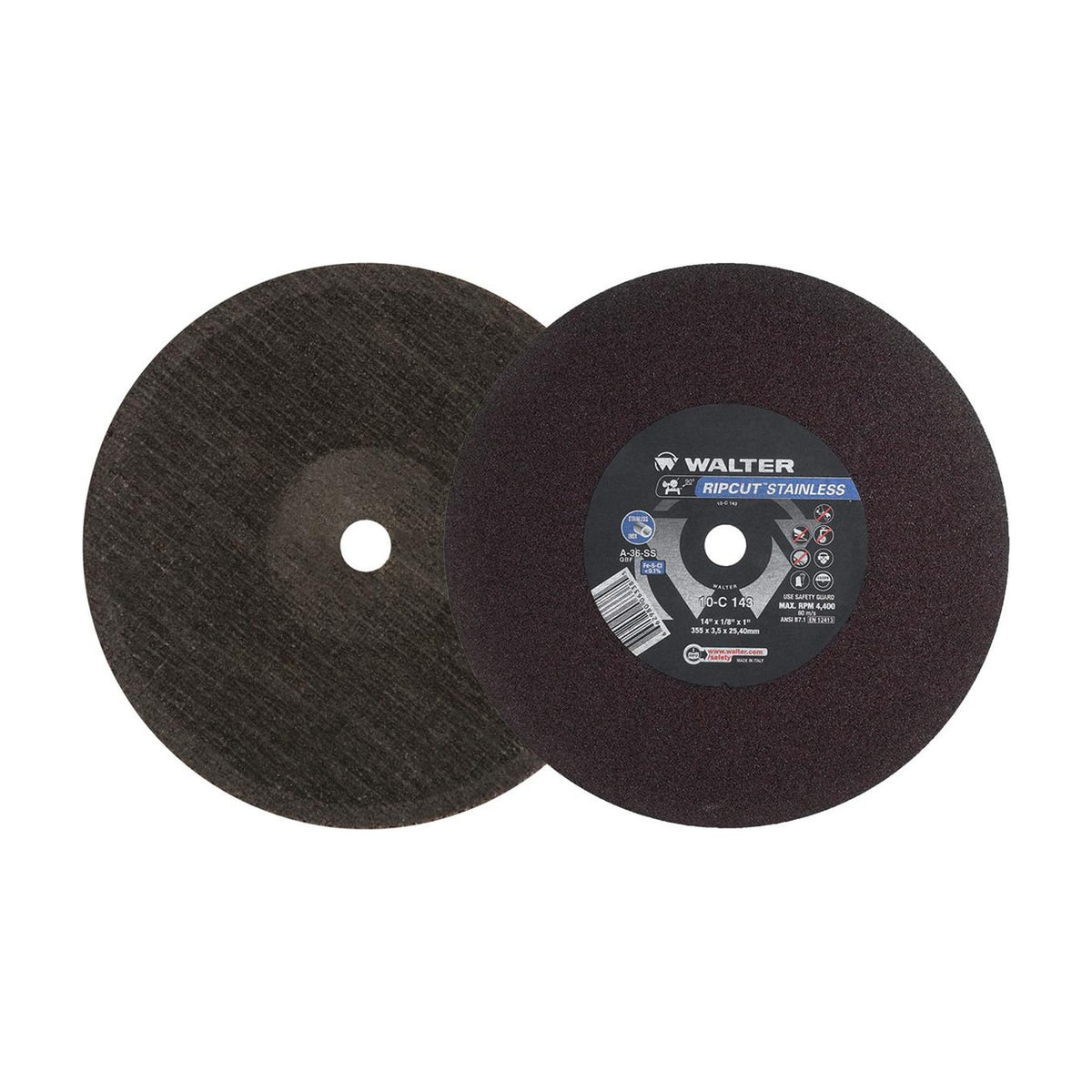 Walter 14 inch x 1/8 inch x 1 inch RIPCUT Cut-Off Wheel for Stainless Steel, part 10C143