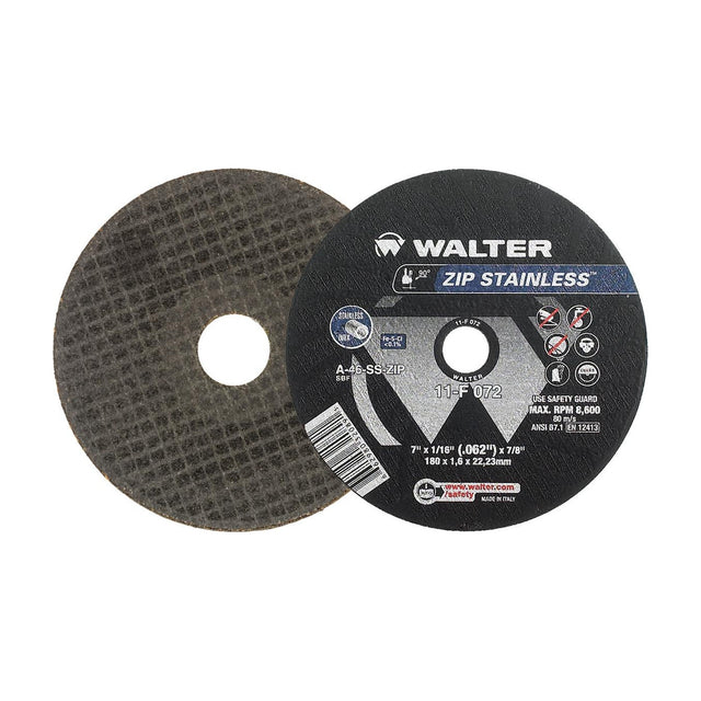 Walter 7 inch x 1/16 inch x 7/8 inch ZIP STAINLESS Cut-Off Wheel, Type 1, part 11F072