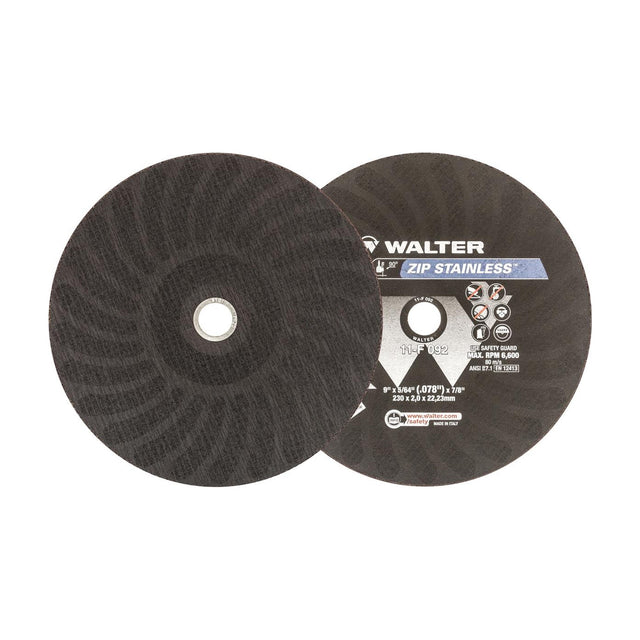 Walter 9 inch x 5/64 inch x 7/8 inch ZIP STAINLESS Cut-Off Wheel, Type 1, part 11F092