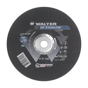 Walter 9 inch x 5/64 inch x 7/8 inch ZIP STAINLESS Cut-Off Wheel, Type 27, part 11F192