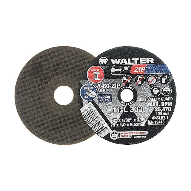 Walter 3 inch x 1/32 inch x 3/8 inch ZIP Cut-Off Wheel, Type 1, part 11L303