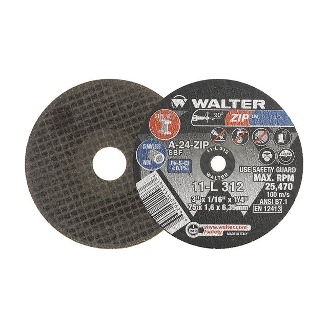 Walter 3 inch x 1/16 inch x 1/4 inch ZIP Cut-Off Wheel, Type 1, part 11L312