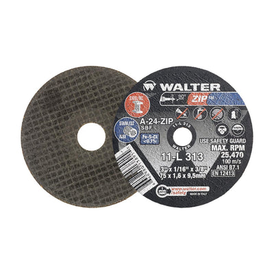 Walter 3 inch x 1/16 inch x 3/8 inch ZIP Cut-Off Wheel, Type 1, A-24, part 11L313