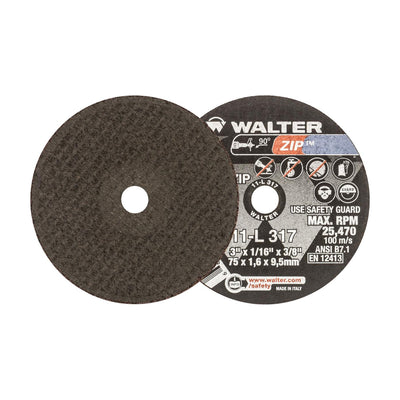 Walter 3 inch x 1/16 inch x 3/8 inch ZIP Cut-Off Wheel, Type 1, A-60, part 11L317