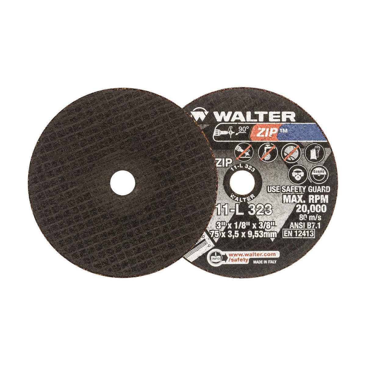Walter 3 inch x 1/8 inch x 3/8 inch ZIP Cut-Off Wheel, Type 1, A-24, part 11L323