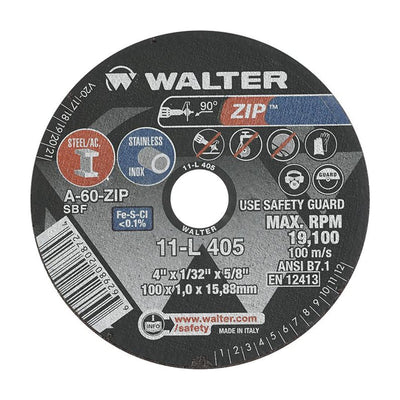 Walter 4 inch x 1/32 inch x 5/8 inch ZIP Cut-Off Wheel, Type 1, part 11L405