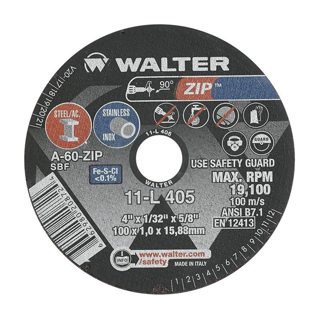 Walter 4 inch x 1/32 inch x 5/8 inch ZIP Cut-Off Wheel, Type 1, part 11L405