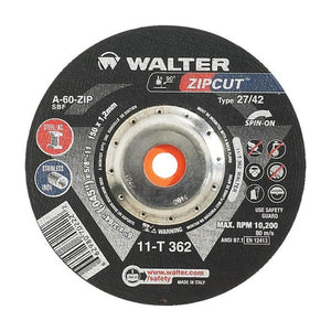 Walter 6 inch x 3/64 inch x 5/8 inch-11 ZIPCUT Cut-Off Wheel, Type 27S Spin-On, part 11T362