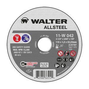 Walter 4-1/2 inch x 3/64 inch x 7/8 inch ALLSTEEL Cut-Off Wheel, Type 1, part 11W042