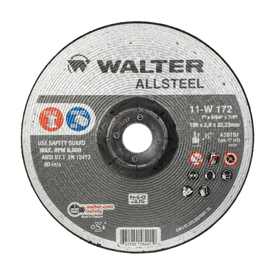 Walter 7 inch x 5/64 inch x 7/8 inch ALLSTEEL Cut-Off Wheel, Type 27, part 11W172